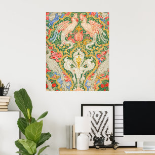 Vintage-Walter-Crane-Kakadu-und-Pfau-Kunst Poster