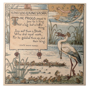 Vintage Walter Crane: König Log und König Storch Fliese