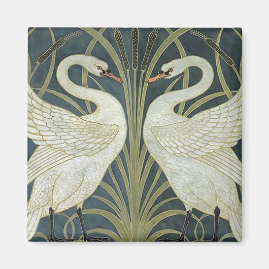 Vintage Walter Crane Schwan, Binse und Iris Magnet (Vorne)