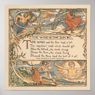Vintage Walter Crane: Wind und Sonne klein Poster