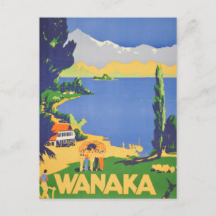 Vintage Wanaka Neuseeland Lakeland Reise Postkarte