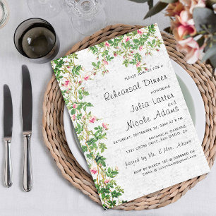 Vintage-Wand-Stil-Rosy-Journal-Probedinner Einladung
