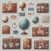 Vintage Wanderlust Travel & Suitcase Sticker Sheet (Vorderseite)