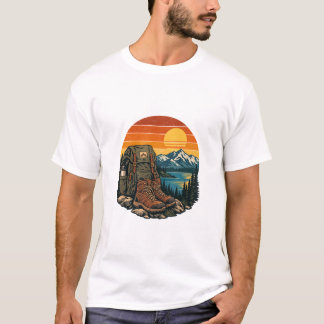 Vintage-Wanderstiefel Sunset Mountain Trail T-Shirt
