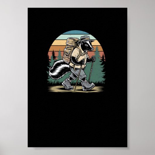 Vintage-Wanderstinktier Lustiger Waldwanderabenteu Poster (Vorne)