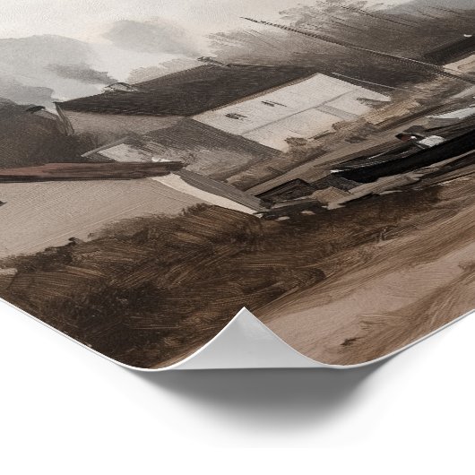 Vintage Wandkunst, Ölgemälde, Küstengebäude drucke (Ecke)