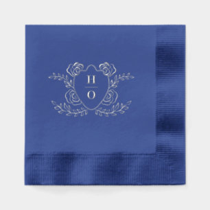 Vintage-Wappen-Blumen-Monogramm-Hochzeit Servietten Mit Folie