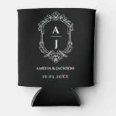 vintage Wappen Hochzeit, Monogramm floral Dosenkühler (Vorderseite)