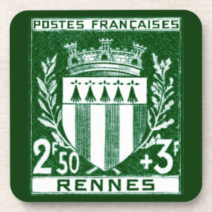 Vintage Wappen Rennes, Frankreich Getränkeuntersetzer