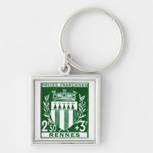 Vintage Wappen Rennes, Frankreich Schlüsselanhänger