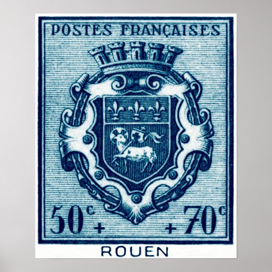 Vintage Wappen - Rouen, Frankreich Poster (Vorne)
