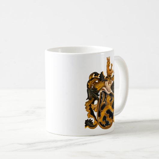 Vintage Wappen- und Goldleoplatte Kaffeetasse (VorderseiteRechts)