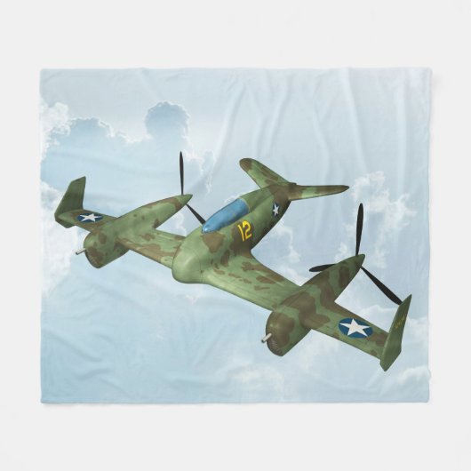 Vintage-Warbird-Flug Militärflugkunst Fleecedecke (Vorderseite (Horizontal))