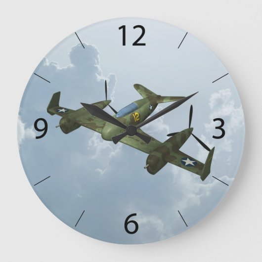 Vintage-Warbird-Flug Militärflugkunst Große Wanduhr (Vorderseite)