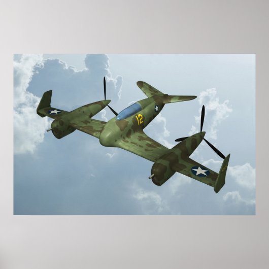 Vintage-Warbird-Flug Militärflugkunst Poster (Vorne)