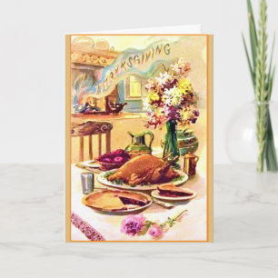Vintage - Warme Thanksgiving-Wünsche, Feiertagskarte