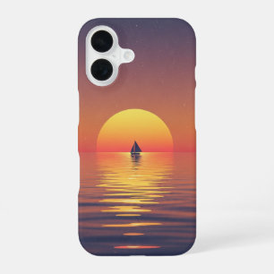 Vintage warme und minimale Meeres-Sonnenuntergang iPhone 16 Hülle