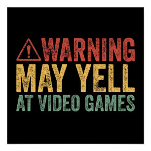 Vintage-Warnung könnte bei Videospielen schreien Poster