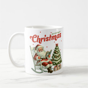 Vintage, wartet nur auf Weihnachtsmann Kaffeetasse