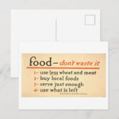 Vintage Wartezeit - Lebensmittelabfälle Postkarte (Vorne/Hinten)