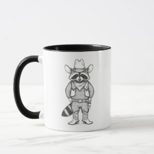 Vintage-Waschbär-Cowboy-Retro-Punktierkunst-Wester Tasse