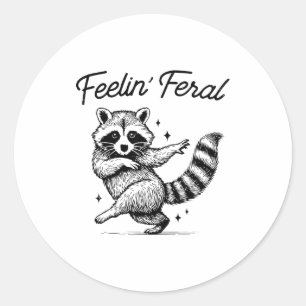 Vintage-Waschbär-Meme Fühlt sich wild lustig Müll Runder Aufkleber