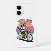 Vintage Waschbär Radfahren Bis Bald Retro Sonnenun