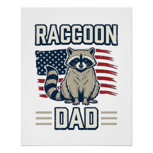 Vintage-Waschbär-Vater-patriotisches-Shirt-Design_ Poster