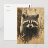 Vintage Waschbären Portrait Postkarte (Vorne/Hinten)