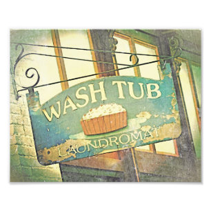 Vintage-Waschsalon-Schild als Kunstdruck Fotodruck