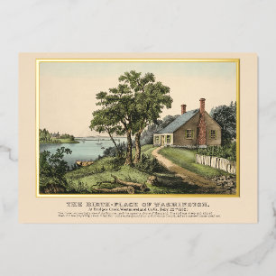 Vintage Washington Birthplace Gold Foil Card Folieneinladung