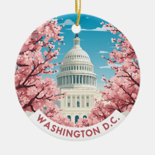 Vintage Washington D.C. Kirschblüte Keramik Ornament