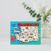 Vintage Washington-Karte Postkarte (Stehend Vorderseite)