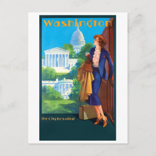 Vintage Washington Reiseplakat Postkarte