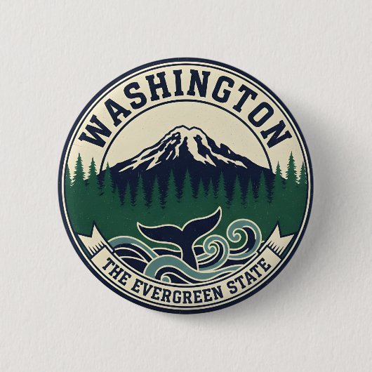 Vintage Washington State Emblem  Button (Vorderseite)