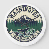 Vintage Washington State Emblem  Große Wanduhr (Vorderseite)