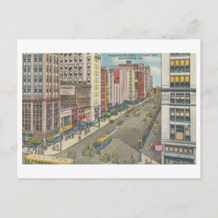 Vintage Washington Street Szene, Indianapolis Postkarte