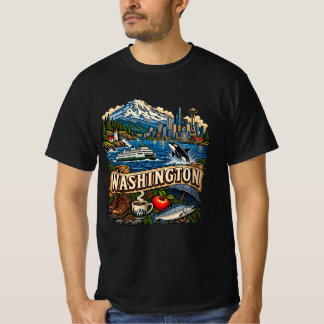 Vintage-Washington-Tätowierstil Seattle-Küsten-Ill T-Shirt