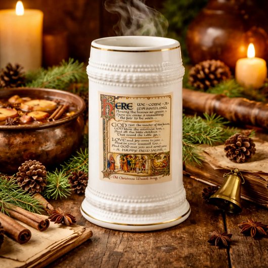 Vintage Wassail-Lied illuminierte Manuskriptkunst Bierglas
