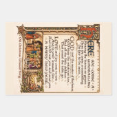 Vintage Wassail-Lied illuminierte Manuskriptkunst Geschenkpapier Set (Vorderseite)