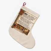 Vintage Wassail-Lied illuminierte Manuskriptkunst Großer Weihnachtsstrumpf (Vorderansicht (hängend))