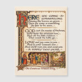 Vintage Wassail-Lied illuminierte Manuskriptkunst Magnetkarte (Vorderseite)