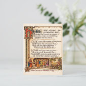 Vintage Wassail-Lied illuminierte Manuskriptkunst Postkarte (Stehend Vorderseite)