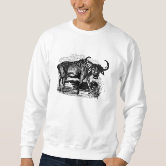 Vintage Wasser-Büffel-Retro Bison-Illustration Sweatshirt (Vorderseite)