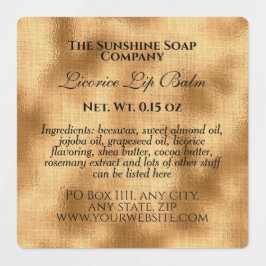 Vintage, wasserdichte Kosmetik aus Goldfolie Etiketten