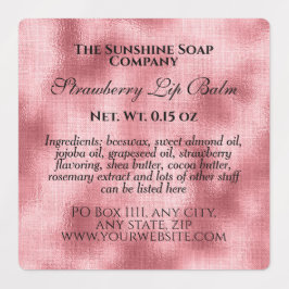 Vintage, wasserdichte Kosmetik aus rosafarbener Fo Etiketten