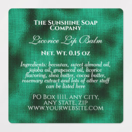 Vintage, wasserdichte Kosmetik, grüne Folie Etiketten