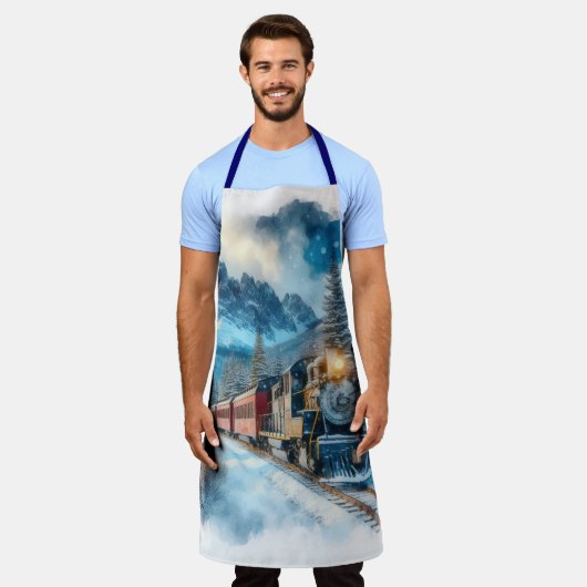 Vintage Wasserfarbbahn AI Schürze (Getragen)