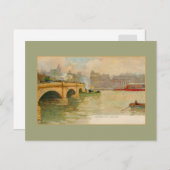Vintage Wasserfarbbrücke Glasgow Postkarte (Vorne/Hinten)
