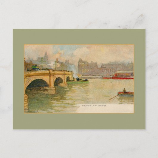 Vintage Wasserfarbbrücke Glasgow Postkarte (Vorderseite)